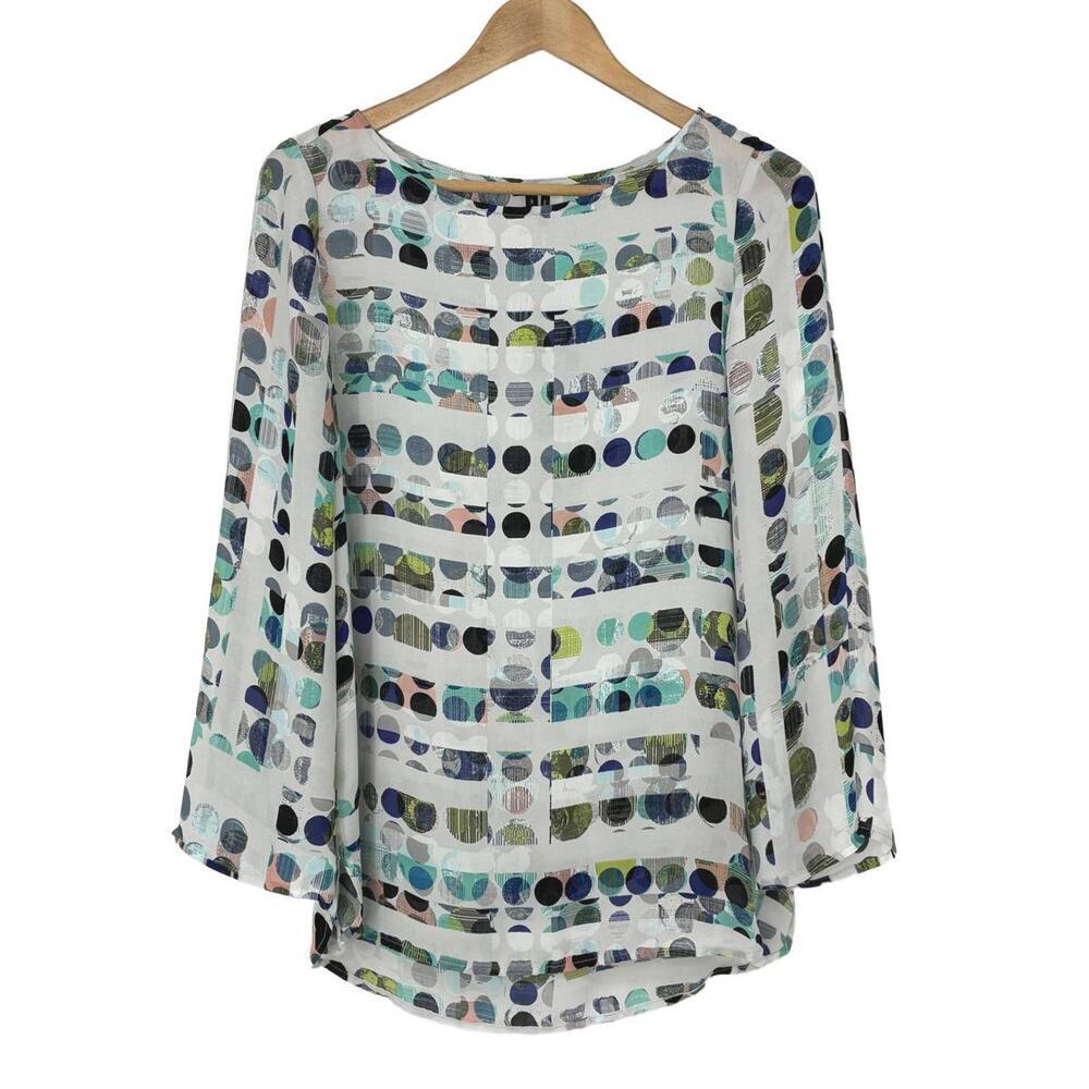 NIC+ZOE Women's Sheer Polka Dot Pattern Blouse, Size Small - Picture 1 of 7